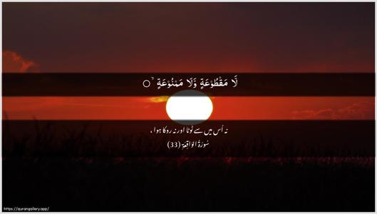 Al-Waaqia Ayah 33 - Arabic + Urdu wallpaper