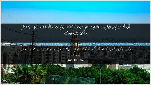 Al-Maaida Ayah 100 - Arabic + Urdu wallpaper