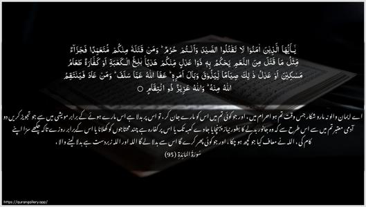 Al-Maaida Ayah 95 - Arabic + Urdu wallpaper