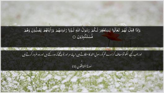 Al-Munaafiqoon Ayah 5 - Arabic + Urdu wallpaper