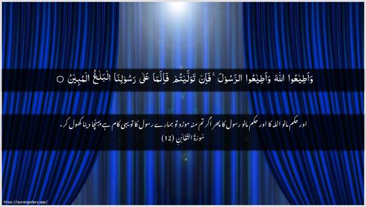At-Taghaabun Ayah 12 - Arabic + Urdu wallpaper