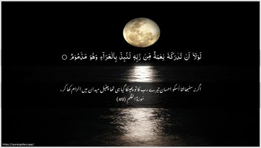 Al-Qalam Ayah 49 - Arabic + Urdu wallpaper