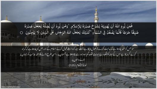 Al-An"aam Ayah 125 - Arabic + Urdu wallpaper
