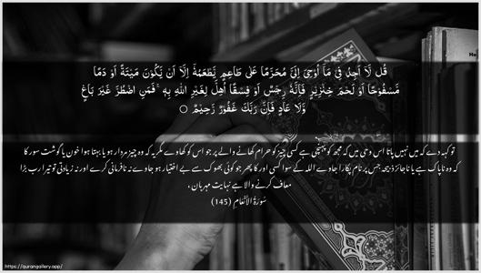 Al-An"aam Ayah 145 - Arabic + Urdu wallpaper
