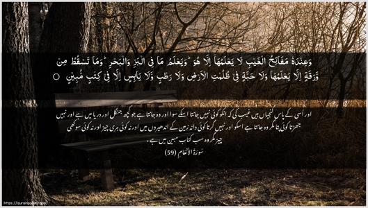 Al-An"aam Ayah 59 - Arabic + Urdu wallpaper