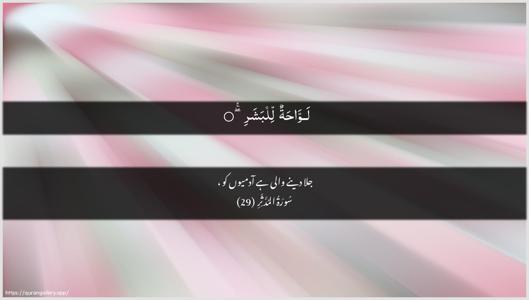Al-Muddaththir Ayah 29 - Arabic + Urdu wallpaper