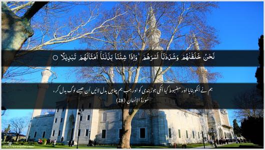 Al-Insaan Ayah 28 - Arabic + Urdu wallpaper