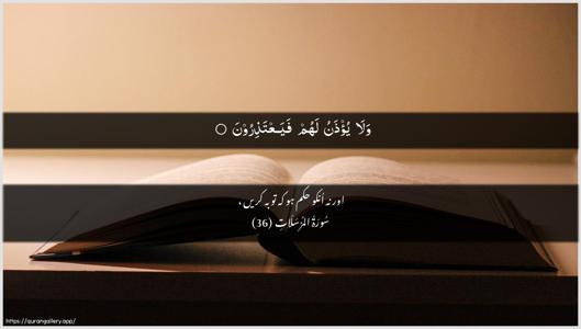 Al-Mursalaat Ayah 36 - Arabic + Urdu wallpaper