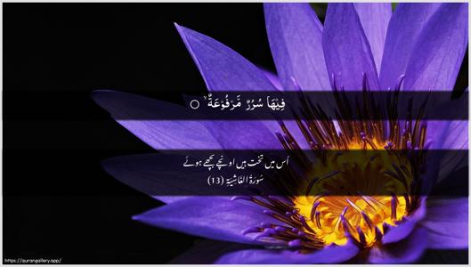 Al-Ghaashiya Ayah 13 - Arabic + Urdu wallpaper