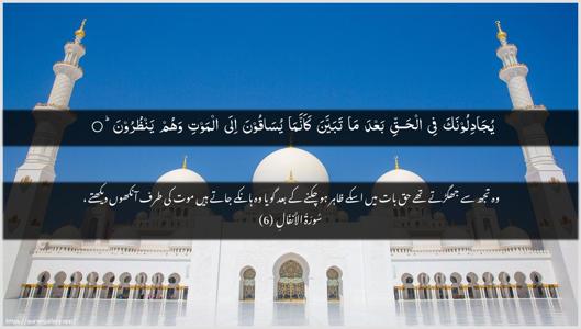 Al-Anfaal Ayah 6 - Arabic + Urdu wallpaper