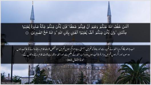 Al-Anfaal Ayah 66 - Arabic + Urdu wallpaper