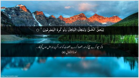 Al-Anfaal Ayah 8 - Arabic + Urdu wallpaper