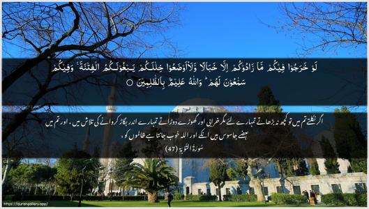 At-Tawba Ayah 47 - Arabic + Urdu wallpaper