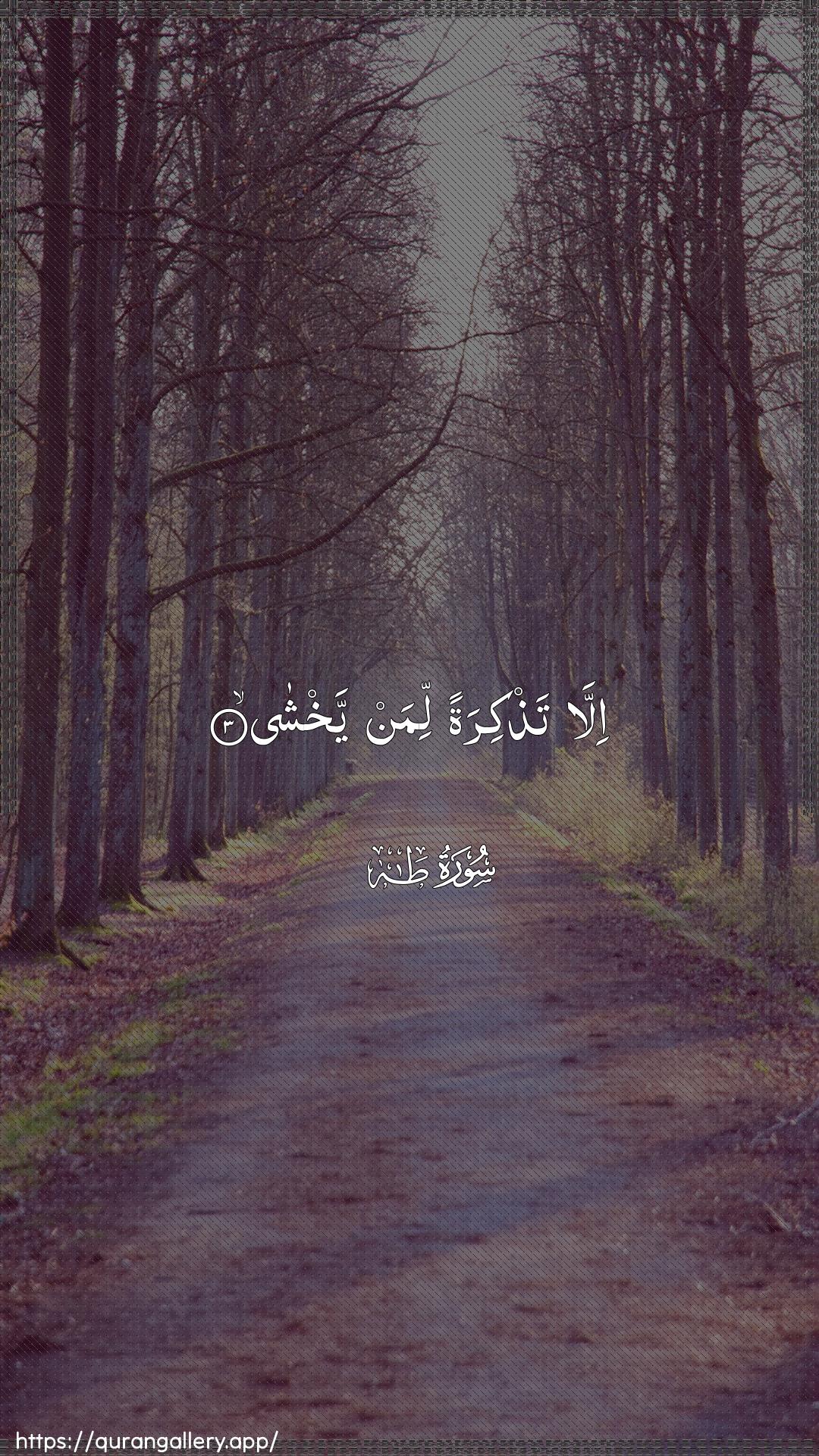 Surah Taa-Haa Ayah 3 of 20 HD Wallpaper: Download Beautiful vertical Quran Verse Image | Illa tathkiratan liman yakhsha