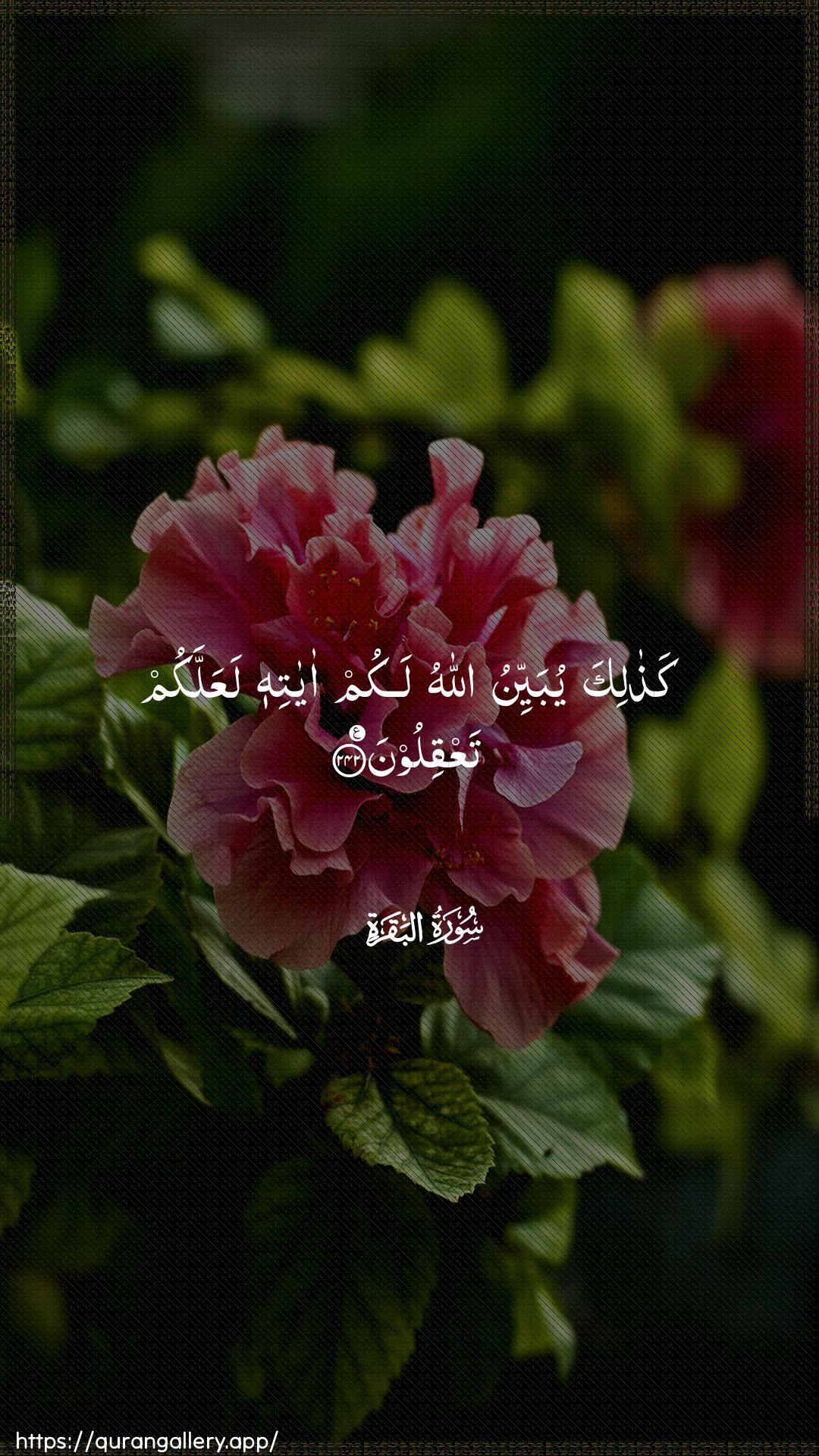 Surah Al-Baqara Ayah 242 of 2 HD Wallpaper: Download Beautiful vertical Quran Verse Image | Kathalika yubayyinu Allahulakum ayatihi laAAallakum taAAqiloon