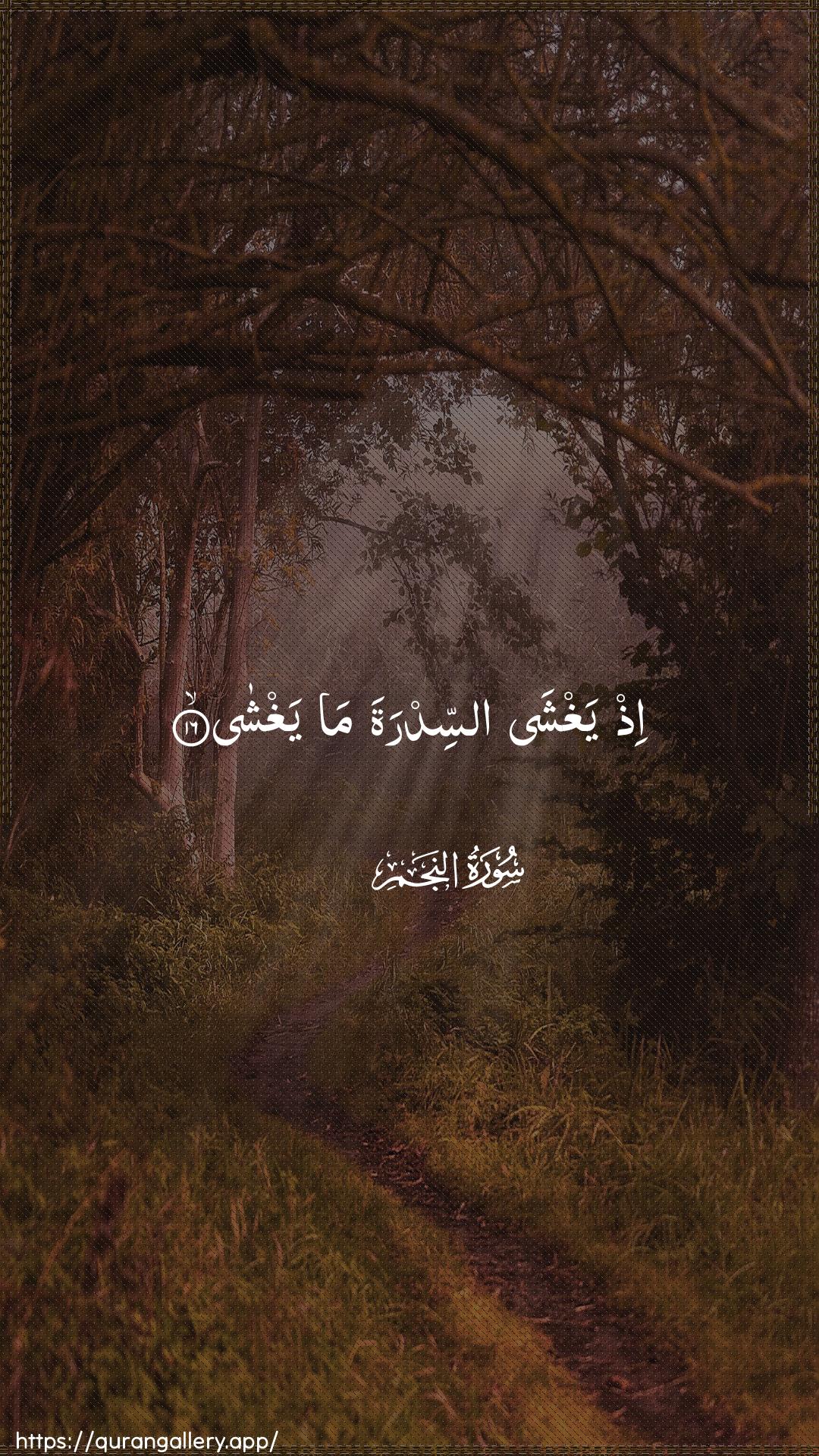 Surah An-Najm Ayah 16 of 53 HD Wallpaper: Download Beautiful vertical Quran Verse Image | Ith yaghsha assidratama yaghsha