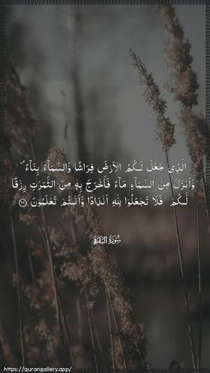 Al-Baqara Ayah 22 - Arabic wallpaper