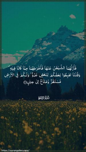 Al-Baqara Ayah 36 - Arabic wallpaper