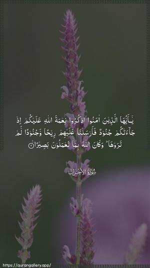 Al-Ahzaab Ayah 9 - Arabic wallpaper
