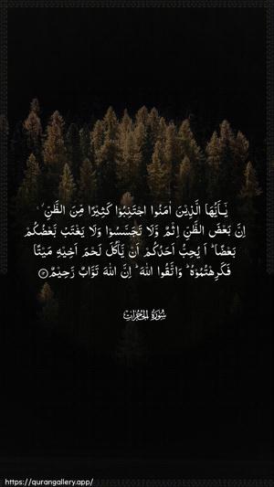 Al-Hujuraat Ayah 12 - Arabic wallpaper