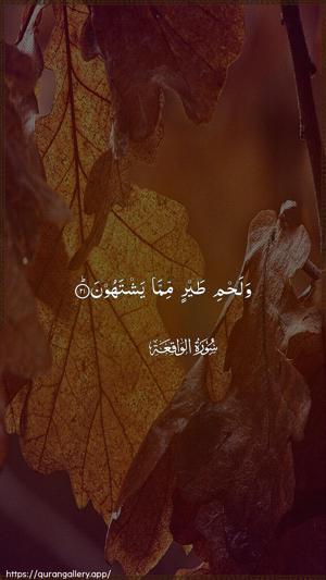 Al-Waaqia Ayah 21 - Arabic wallpaper