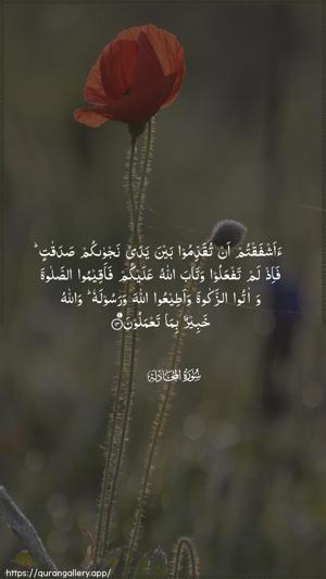 Al-Mujaadila Ayah 13 - Arabic wallpaper