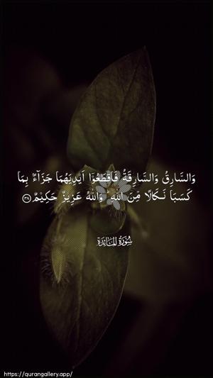 Al-Maaida Ayah 38 - Arabic wallpaper
