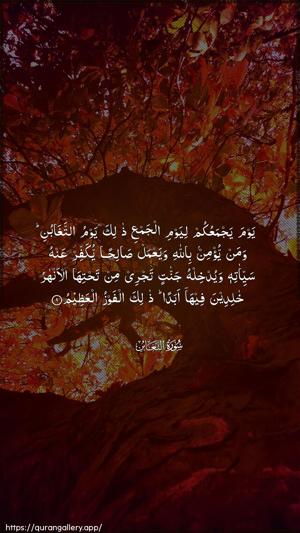 At-Taghaabun Ayah 9 - Arabic wallpaper