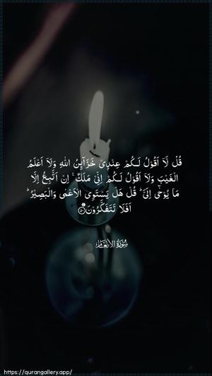 Al-An"aam Ayah 50 - Arabic wallpaper