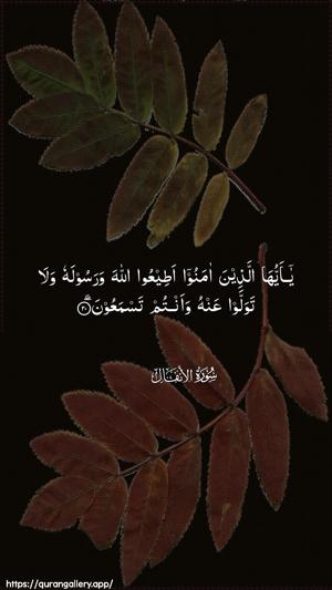 Al-Anfaal Ayah 20 - Arabic wallpaper