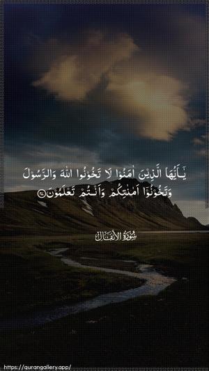 Al-Anfaal Ayah 27 - Arabic wallpaper