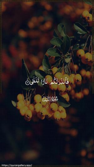 Al-Lail Ayah 14 - Arabic wallpaper