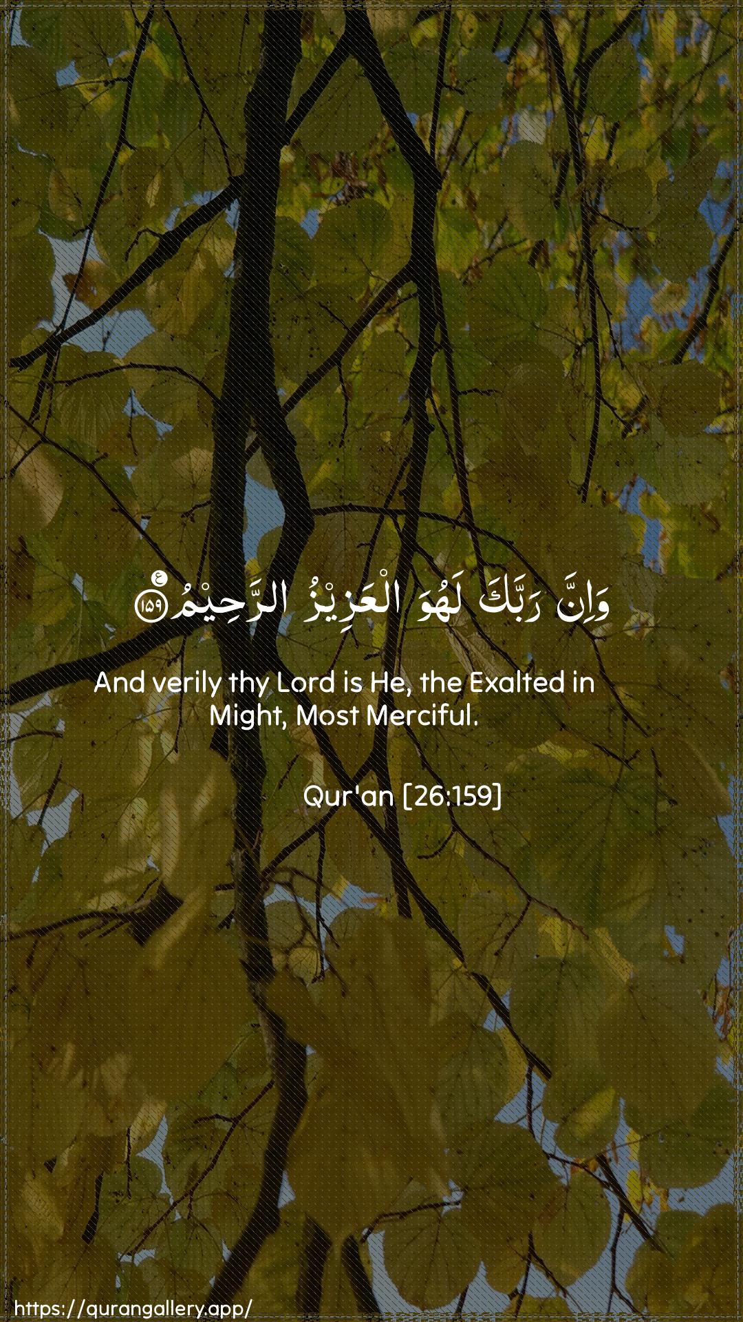 Surah Ash-Shu"araa Ayah 159 of 26 HD Wallpaper: Download Beautiful vertical Quran Verse Image | Wa-inna rabbaka lahuwa alAAazeezu arraheem