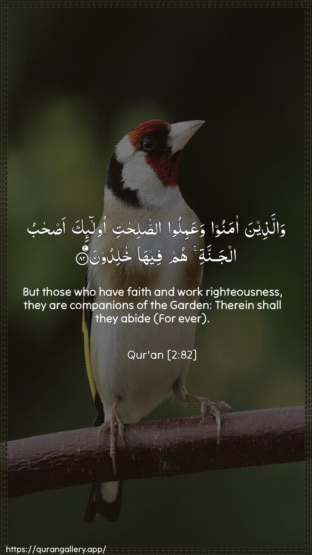 Surah Al-Baqara Ayah 82 of 2 HD Wallpaper: Download Beautiful vertical Quran Verse Image | Wallatheena amanoowaAAamiloo assalihati ola-ika as-habualjannati hum feeha khalidoon