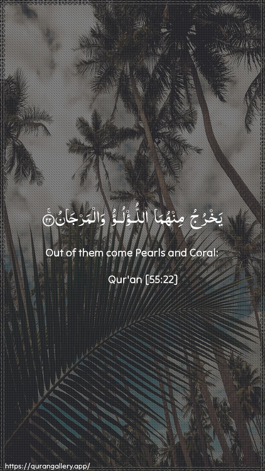 Surah Ar-Rahmaan Ayah 22 of 55 HD Wallpaper: Download Beautiful vertical Quran Verse Image | Yakhruju minhuma allu/luo walmarjan