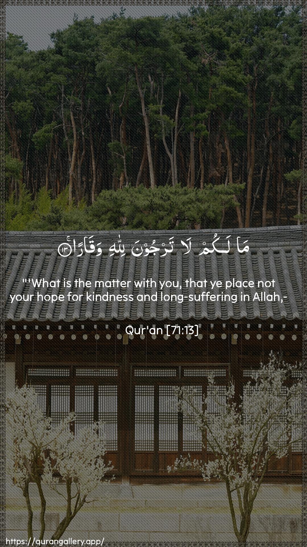 Surah Nooh Ayah 13 of 71 HD Wallpaper: Download Beautiful vertical Quran Verse Image | Ma lakum la tarjoona lillahiwaqara