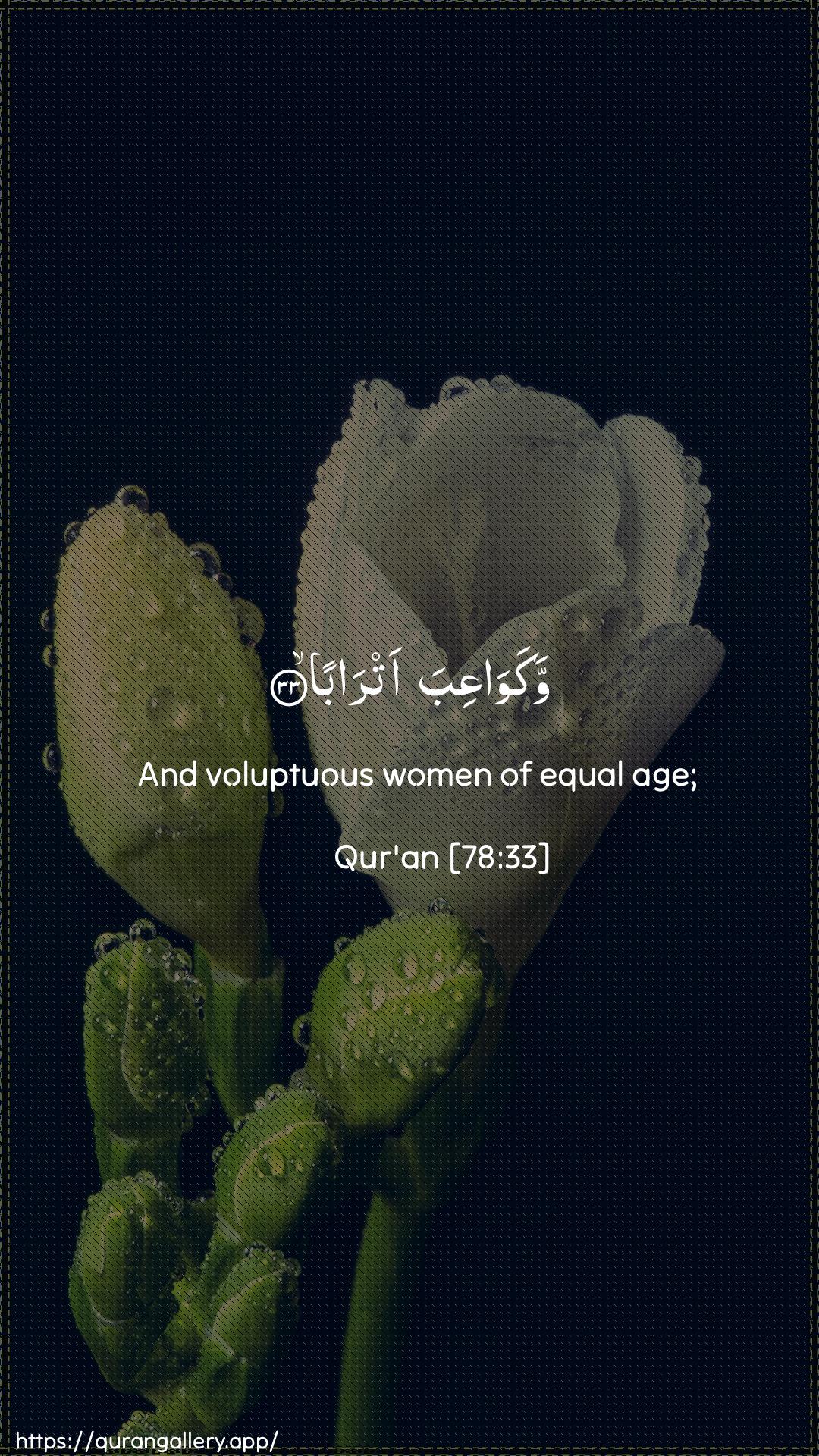 Surah An-Naba Ayah 33 of 78 HD Wallpaper: Download Beautiful vertical Quran Verse Image | WakawaAAiba atraba