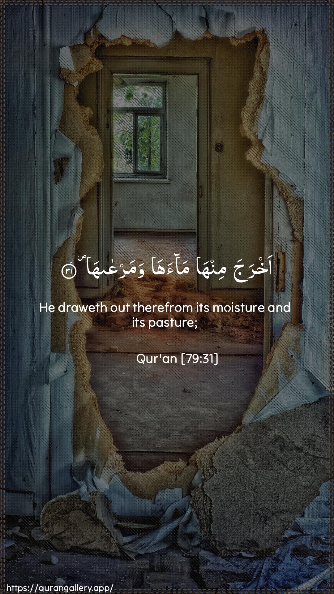 Surah An-Naazi"aat Ayah 31 of 79 HD Wallpaper: Download Beautiful vertical Quran Verse Image | Akhraja minha maahawamarAAaha