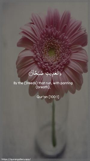 Al-Aadiyaat Ayah 1 - Arabic + English wallpaper