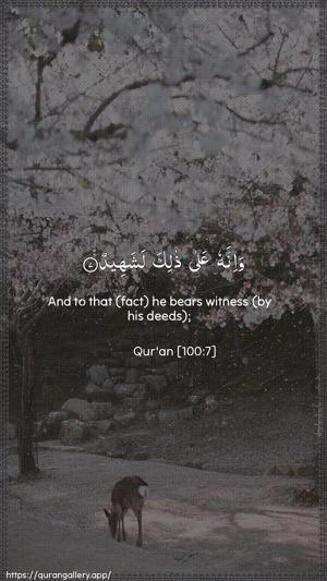 Al-Aadiyaat Ayah 7 - Arabic + English wallpaper