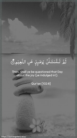 At-Takaathur Ayah 8 - Arabic + English wallpaper