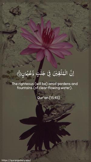 Al-Hijr Ayah 45 - Arabic + English wallpaper