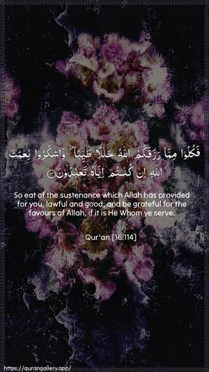 An-Nahl Ayah 114 - Arabic + English wallpaper
