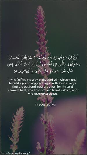 An-Nahl Ayah 125 - Arabic + English wallpaper