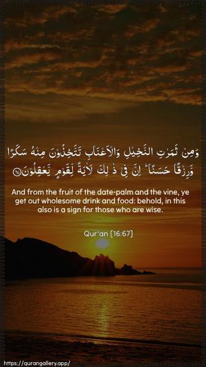 An-Nahl Ayah 67 - Arabic + English wallpaper
