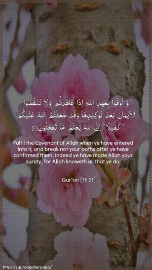 An-Nahl Ayah 91 - Arabic + English wallpaper