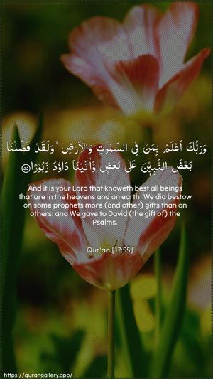 Al-Israa Ayah 55 - Arabic + English wallpaper