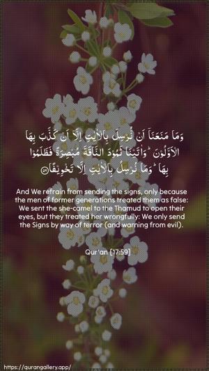 Al-Israa Ayah 59 - Arabic + English wallpaper
