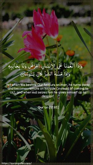 Al-Israa Ayah 83 - Arabic + English wallpaper