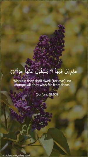 Al-Kahf Ayah 108 - Arabic + English wallpaper